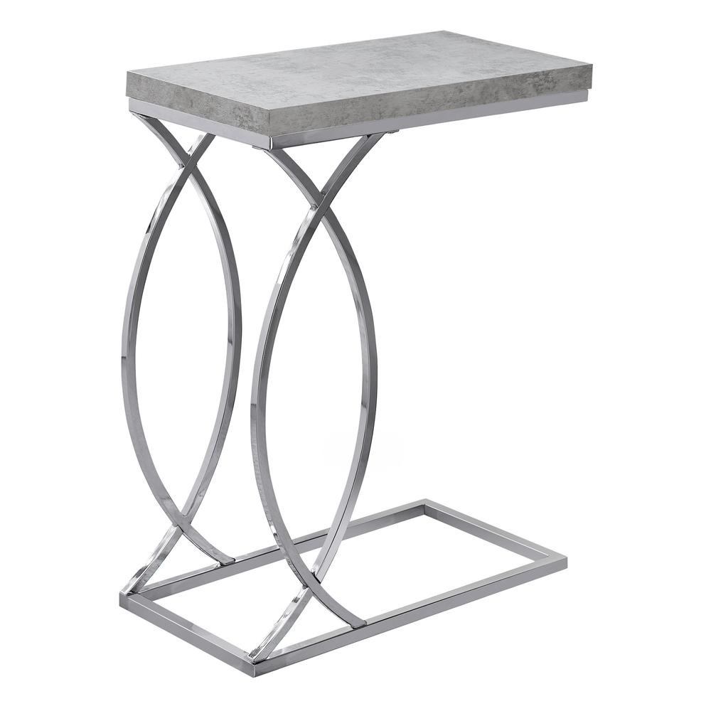 ACCENT TABLE - GREY CEMENT LOOK WITH CHROME METAL. Picture 1