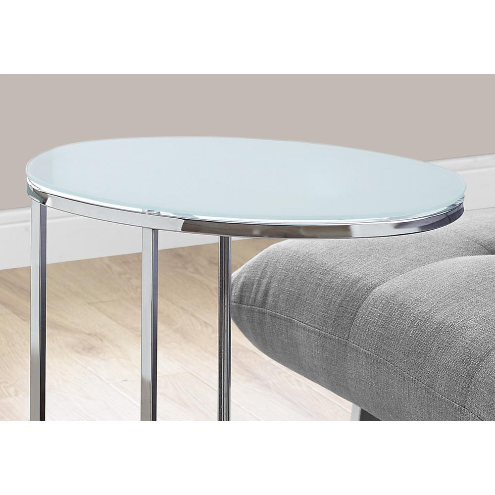 ACCENT TABLE - OVAL / CHROME / FROSTED TEMPERED GLASS
