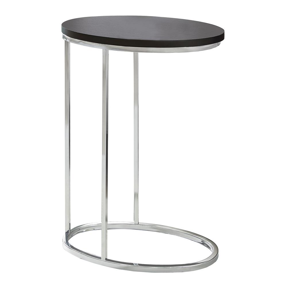 ACCENT TABLE - OVAL / CAPPUCCINO WITH CHROME METAL. Picture 1