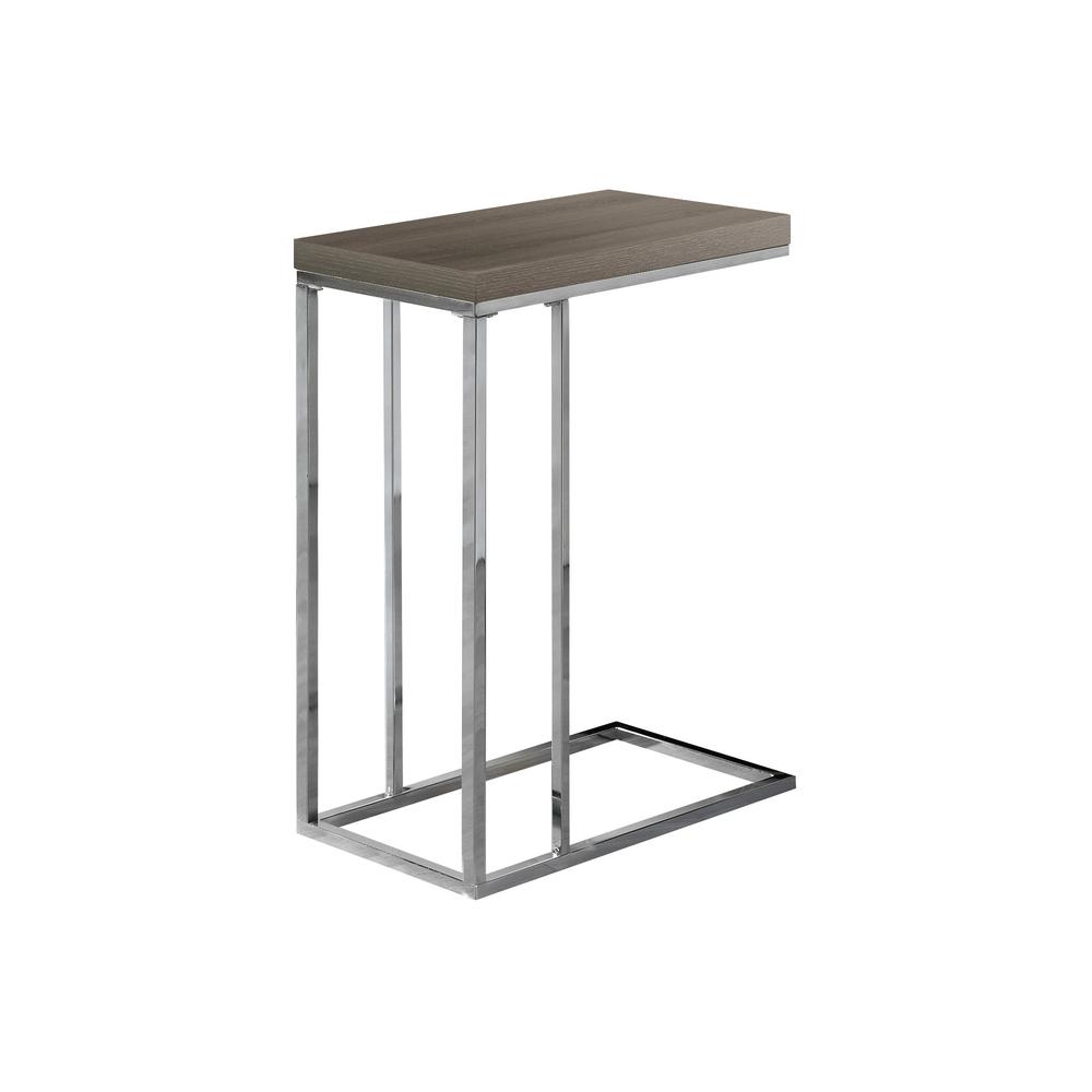ACCENT TABLE  - DARK TAUPE WITH CHROME METAL. The main picture.