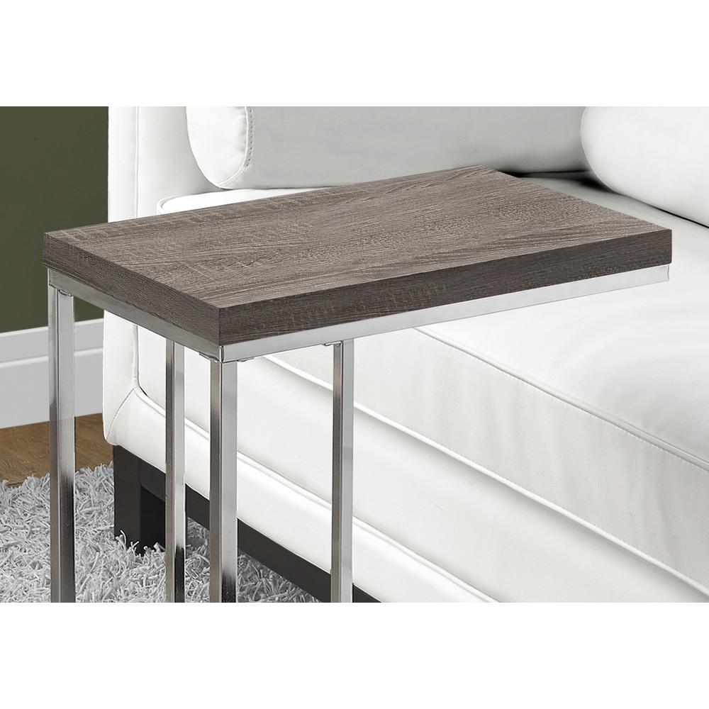 ACCENT TABLE  - DARK TAUPE WITH CHROME METAL. Picture 3
