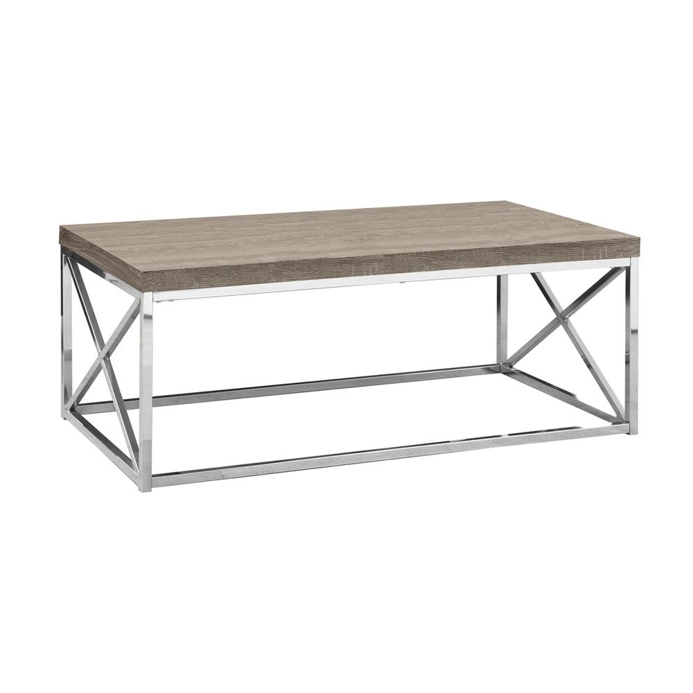 COFFEE TABLE - DARK TAUPE WITH CHROME METAL. The main picture.
