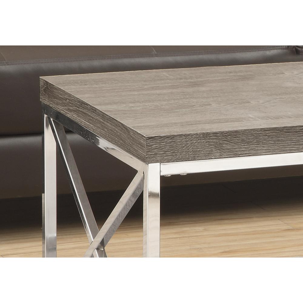 COFFEE TABLE - DARK TAUPE WITH CHROME METAL. Picture 3