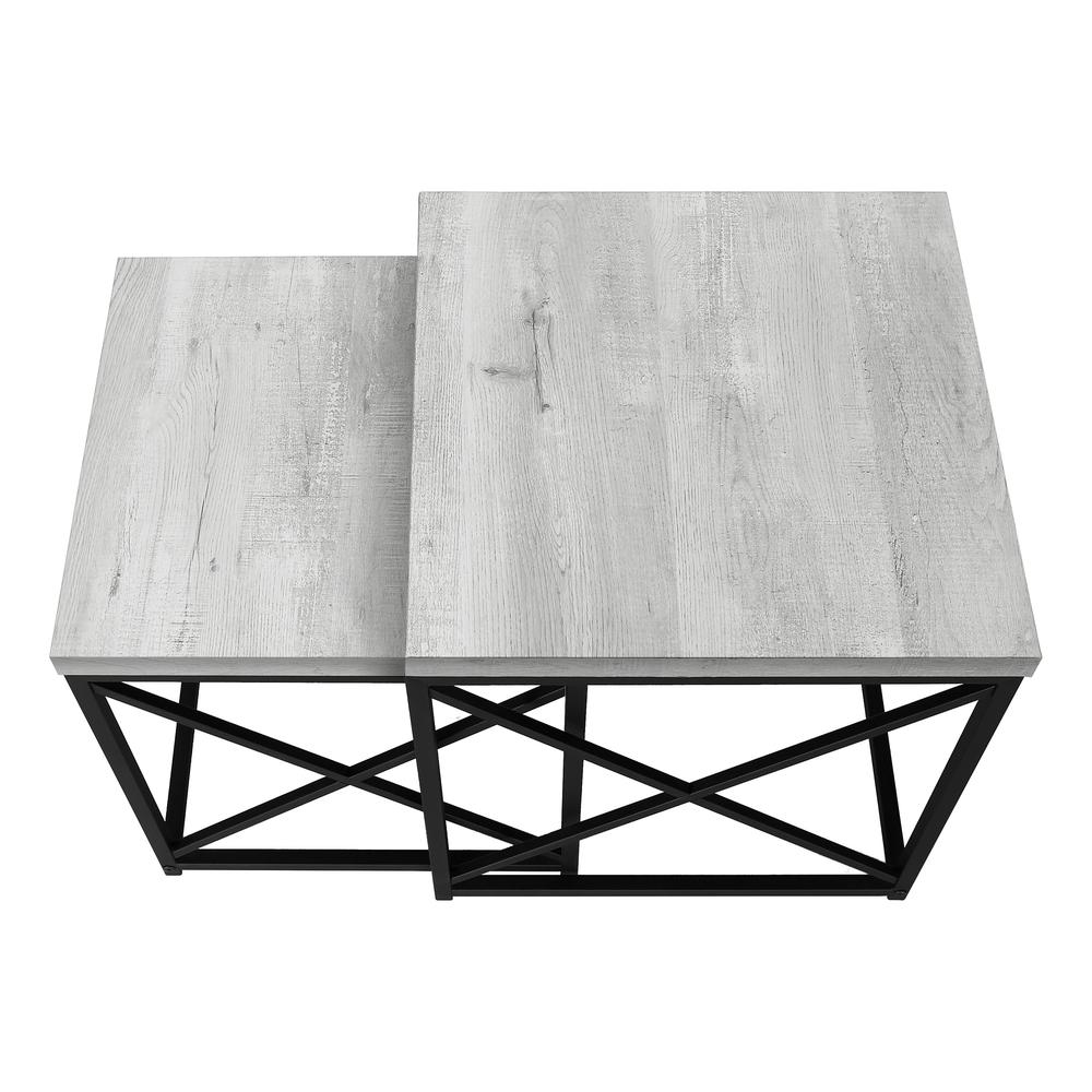 NESTING TABLE - 2PCS SET / GREY RECLAIMED WOOD / BLACK. Picture 9
