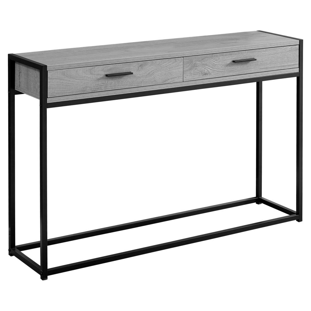 CONSOLE TABLE - 48"L / GREY WOOD LOOK / BLACK METAL. Picture 1