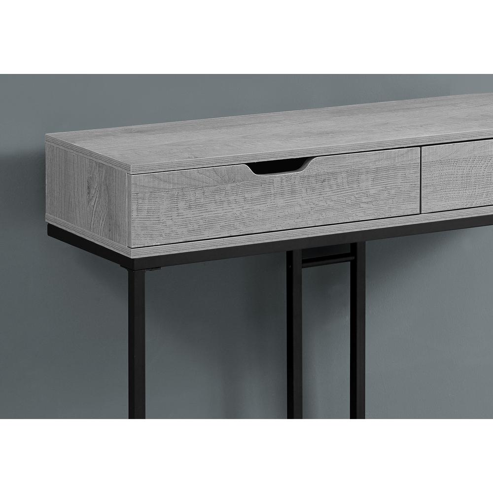 ACCENT TABLE - 42"L / GREY/ BLACK METAL HALL CONSOLE. Picture 3
