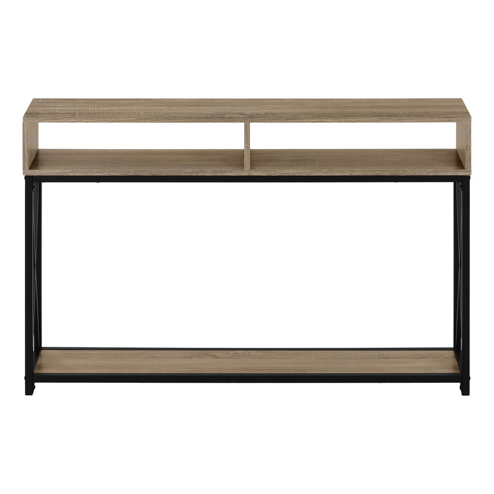 ACCENT TABLE - 48"L / TAUPE / BLACK METAL HALL CONSOLE. Picture 6
