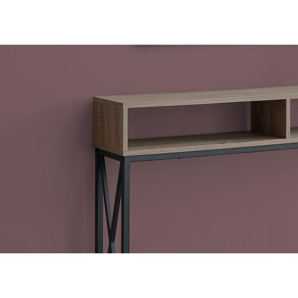 ACCENT TABLE - 48"L / TAUPE / BLACK METAL HALL CONSOLE. Picture 3
