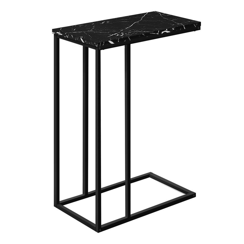 ACCENT TABLE - 25"H / BLACK MARBLE / BLACK METAL. The main picture.