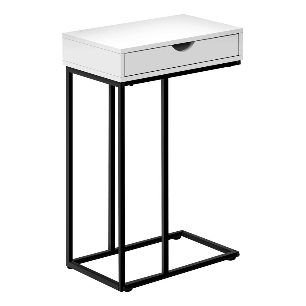 ACCENT TABLE - 25"H / WHITE / BLACK METAL. Picture 1