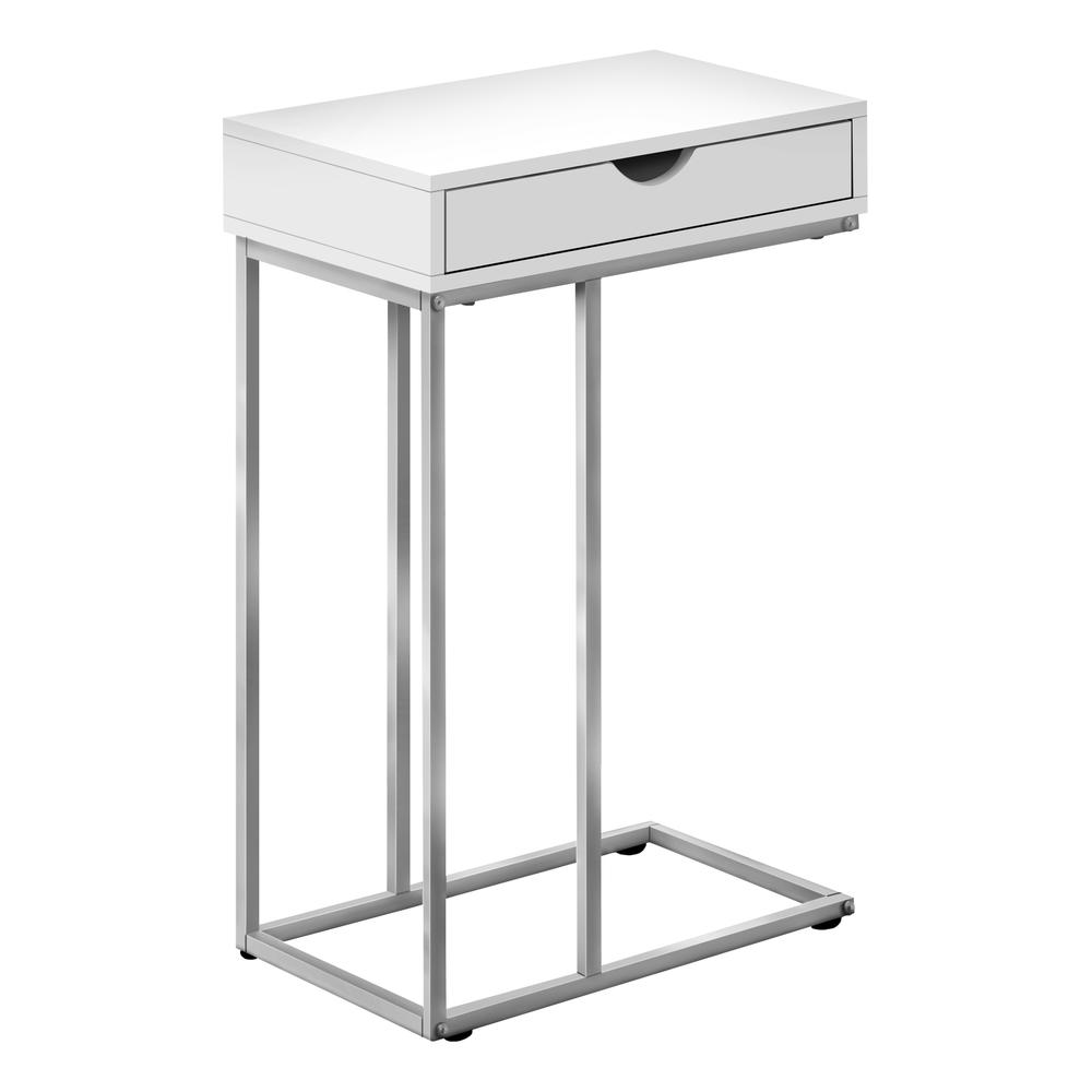 ACCENT TABLE - 25"H / WHITE / SILVER METAL. Picture 1
