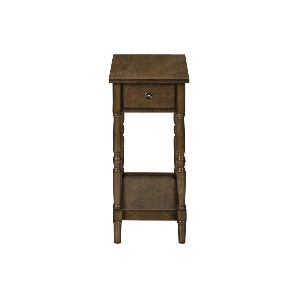Accent Table, 2 Tier, Narrow, Lamp, Storage Drawer, Brown Veneer, Traditional. Picture 2