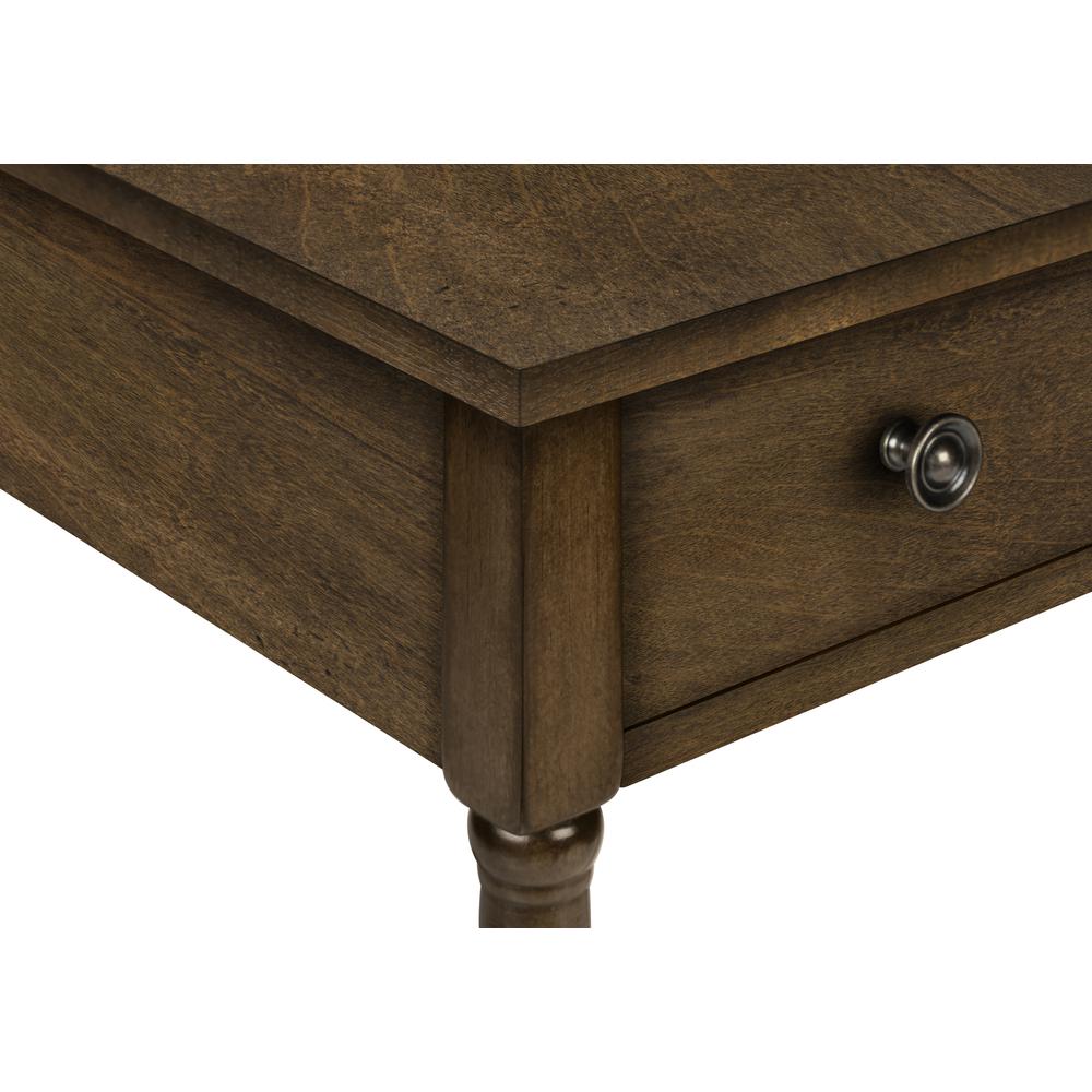 Accent Table, 2 Tier, Narrow, Lamp, Storage Drawer, Brown Veneer, Traditional. Picture 6