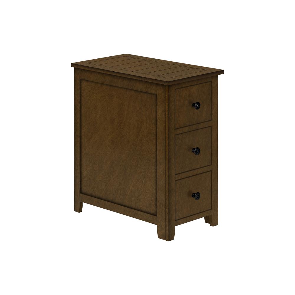Accent Table, Narrow, Storage Drawer, Lamp, Brown Veneer, Transitional. Picture 1