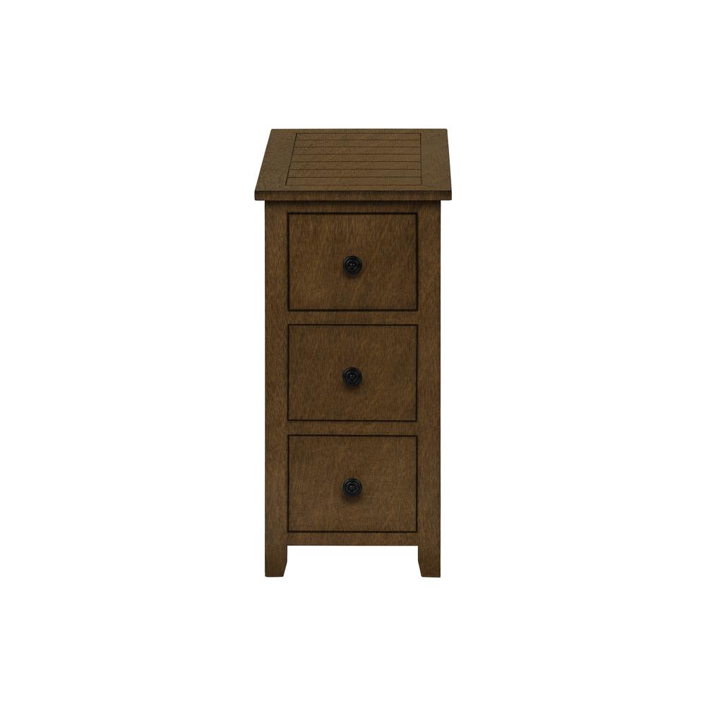 Accent Table, Narrow, Storage Drawer, Lamp, Brown Veneer, Transitional. Picture 2