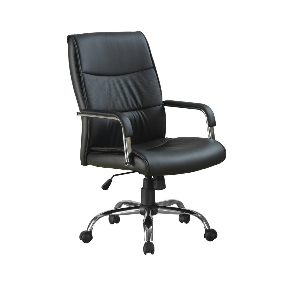 OFFICE CHAIR - BLACK LEATHER-LOOK FABRIC. Picture 1