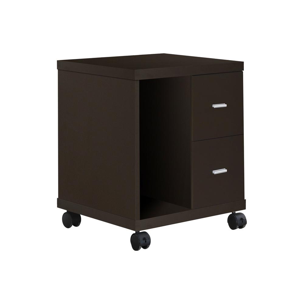 OFFICE CABINET - CAPPUCCINO 2 DRAWER ON CASTORS. Picture 1