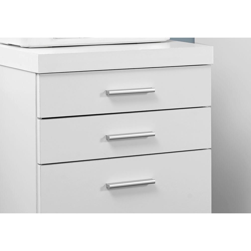 FILING CABINET - 3 DRAWER / WHITE ON CASTORS. Picture 3
