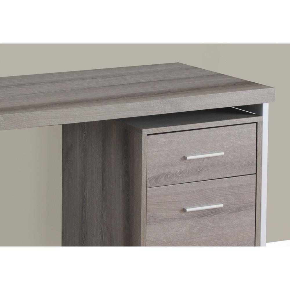COMPUTER DESK - 48"L / DARK TAUPE / SILVER METAL WITH FILE DRAWER. Picture 3