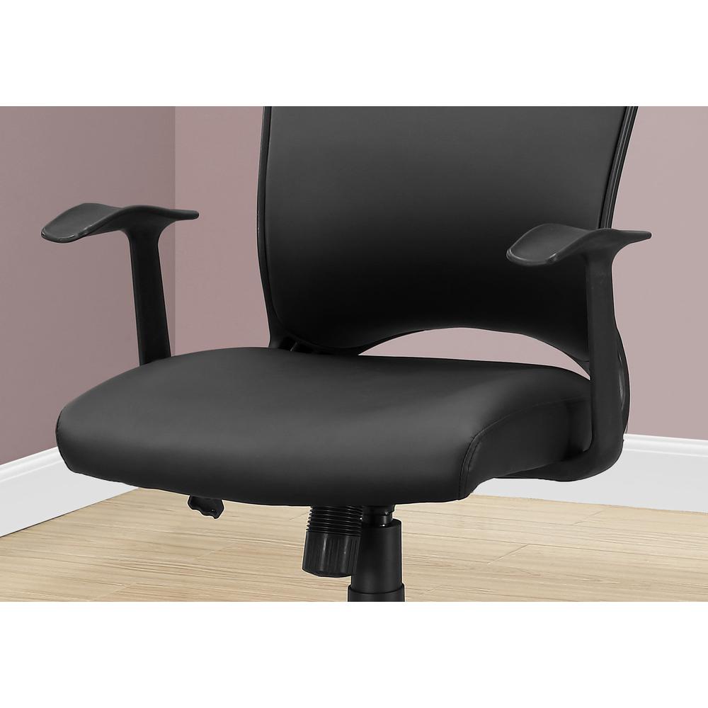OFFICE CHAIR - BLACK LEATHER-LOOK / MID-BACK / MULTI POSITION. Picture 3