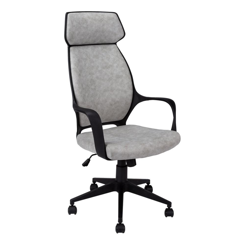OFFICE CHAIR - GREY MICROFIBER / HIGH BACK EXECUTIVE. The main picture.