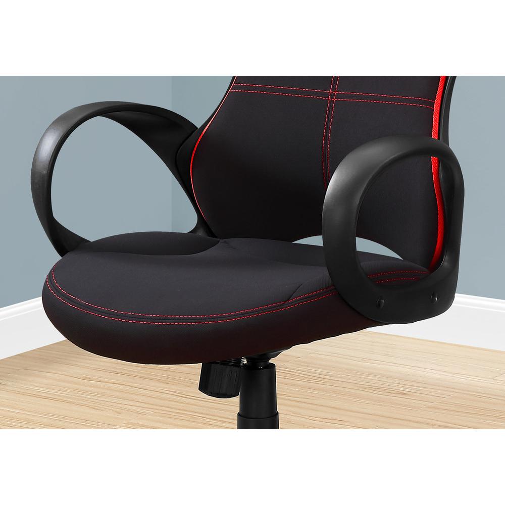OFFICE CHAIR - BLACK / RED FABRIC / MULTI POSITION. Picture 3