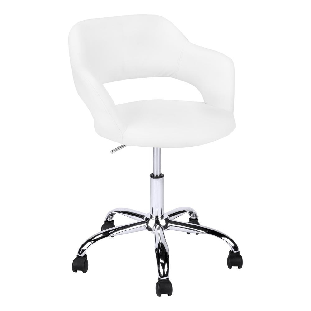 OFFICE CHAIR - WHITE / CHROME METAL HYDRAULIC LIFT BASE. The main picture.