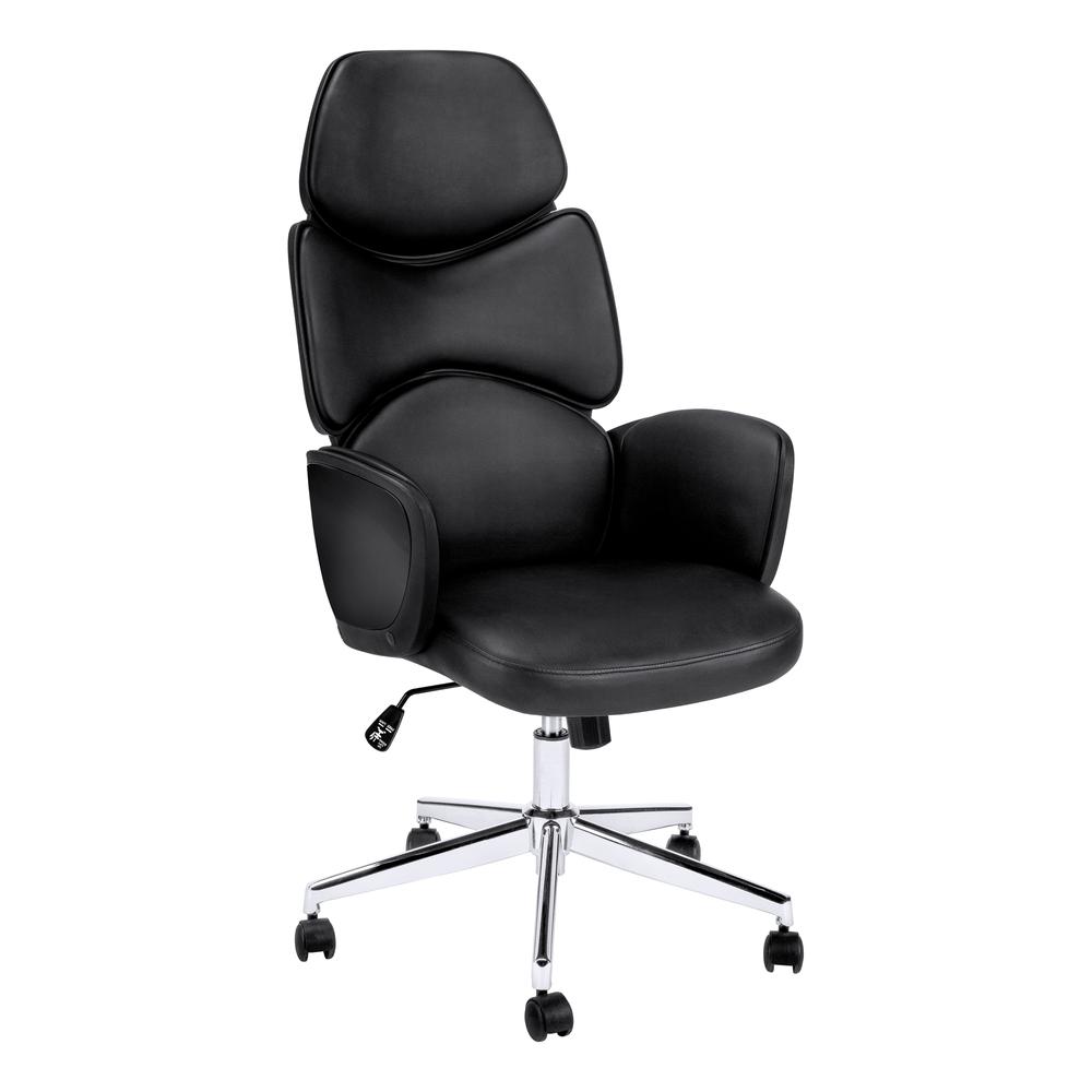 OFFICE CHAIR - BLACK LEATHER-LOOK / HIGH BACK EXECUTIVE. The main picture.