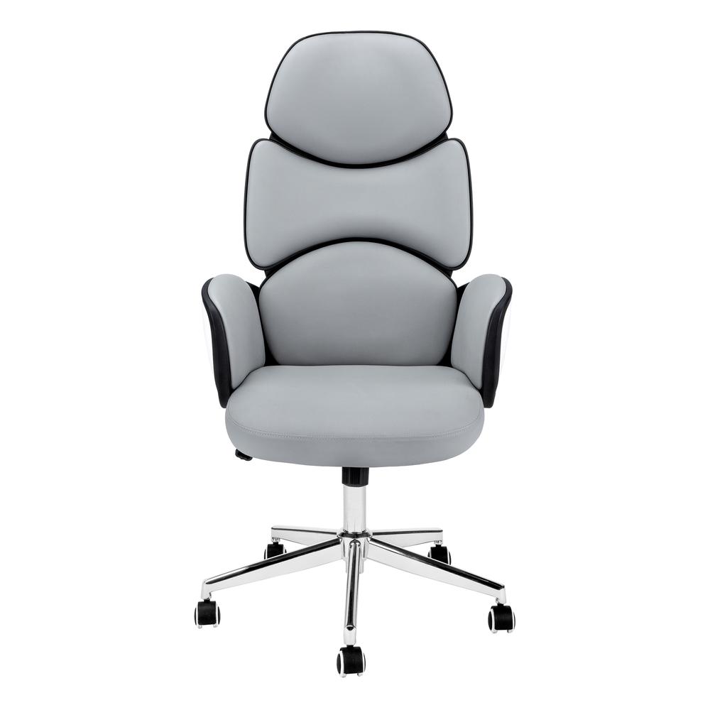 OFFICE CHAIR - GREY LEATHER-LOOK / HIGH BACK EXECUTIVE. Picture 6