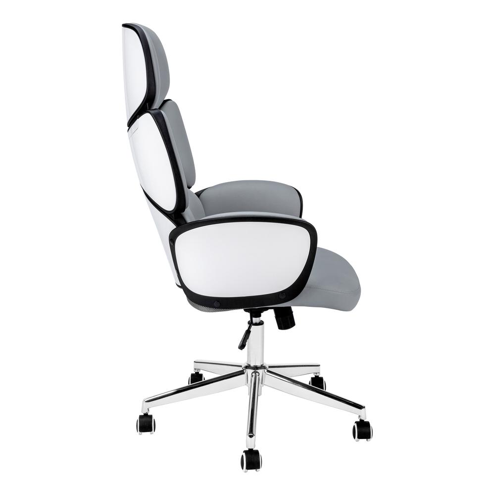 OFFICE CHAIR - GREY LEATHER-LOOK / HIGH BACK EXECUTIVE. Picture 8