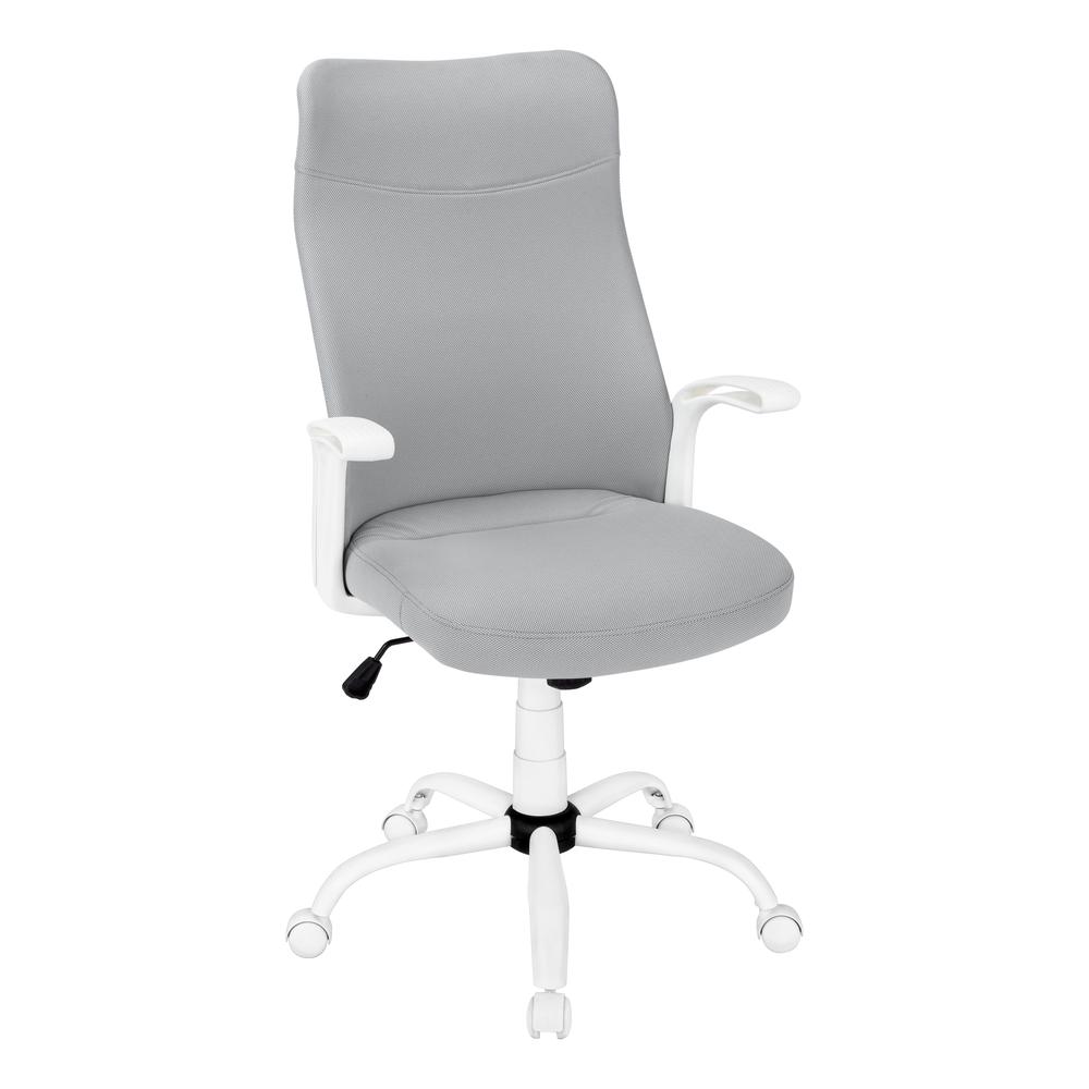 OFFICE CHAIR - WHITE / GREY FABRIC / MULTI POSITION. Picture 1