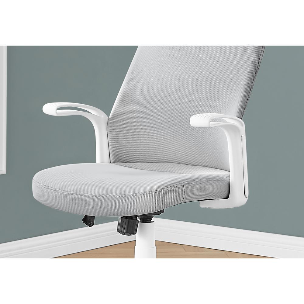 OFFICE CHAIR - WHITE / GREY FABRIC / MULTI POSITION. Picture 3