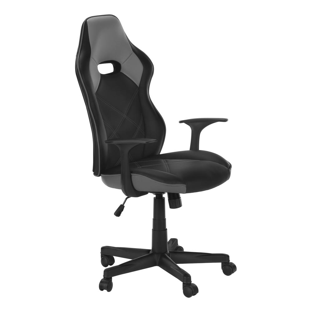 OFFICE CHAIR - GAMING / BLACK / GREY LEATHER-LOOK. Picture 1