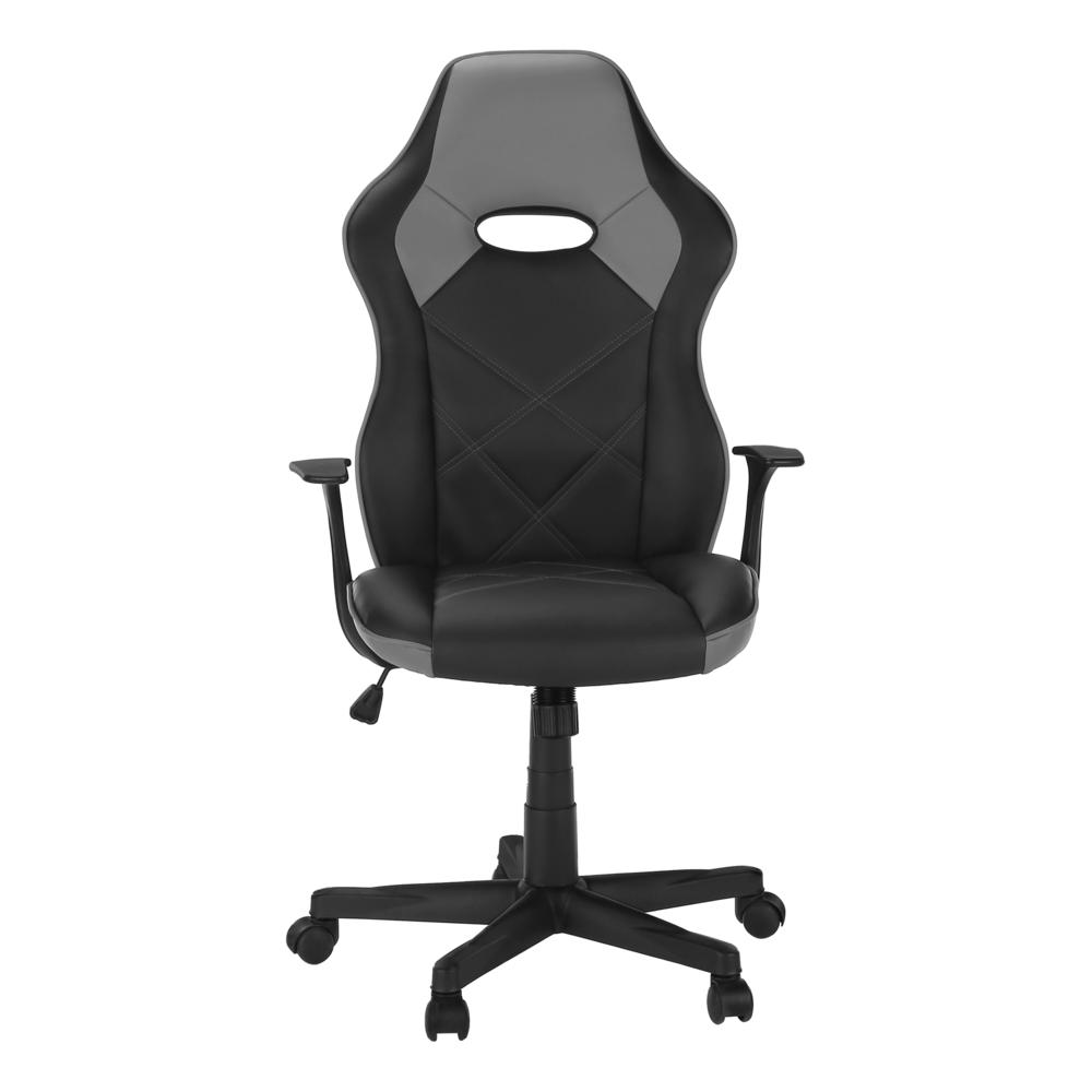 OFFICE CHAIR - GAMING / BLACK / GREY LEATHER-LOOK. Picture 2
