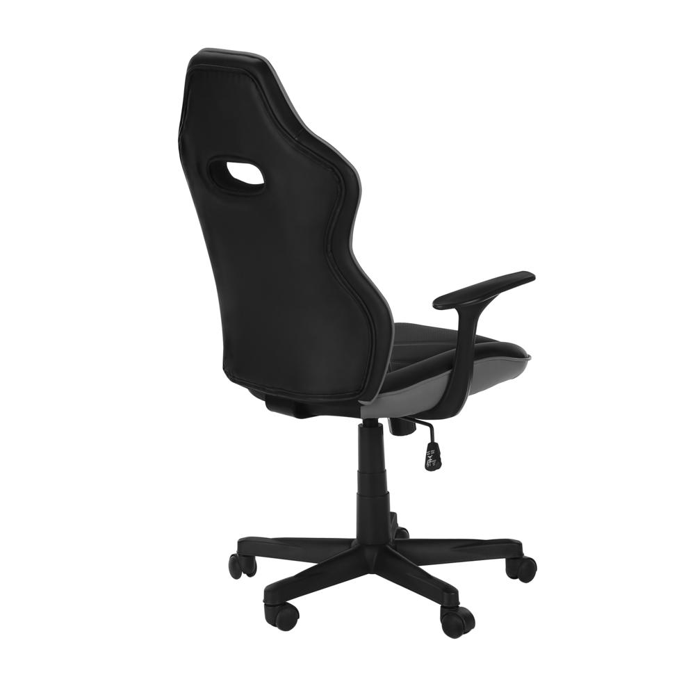 OFFICE CHAIR - GAMING / BLACK / GREY LEATHER-LOOK. Picture 3