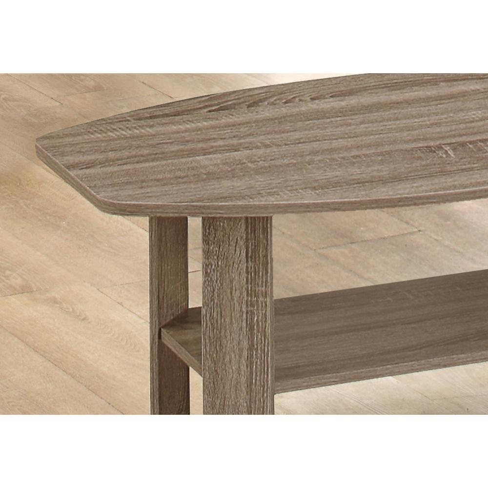 TABLE SET - 3PCS SET / DARK TAUPE RECLAIMED WOOD LOOK WITH SHELF. Picture 3