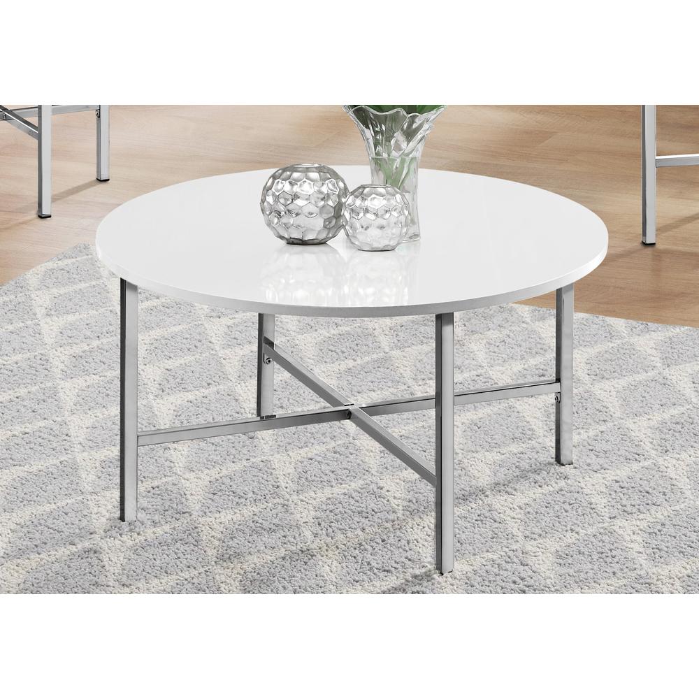 TABLE SET - 3PCS SET / GLOSSY WHITE / CHROME METAL. Picture 3