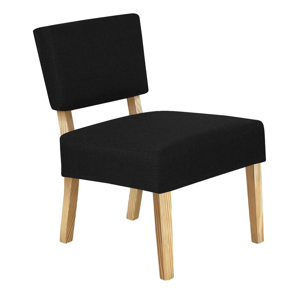 Accent Chair - Black Fabric, Natural Wood Legs. Picture 1
