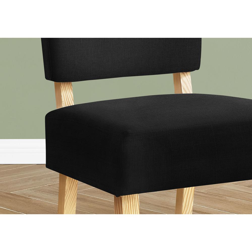 Accent Chair - Black Fabric, Natural Wood Legs. Picture 2