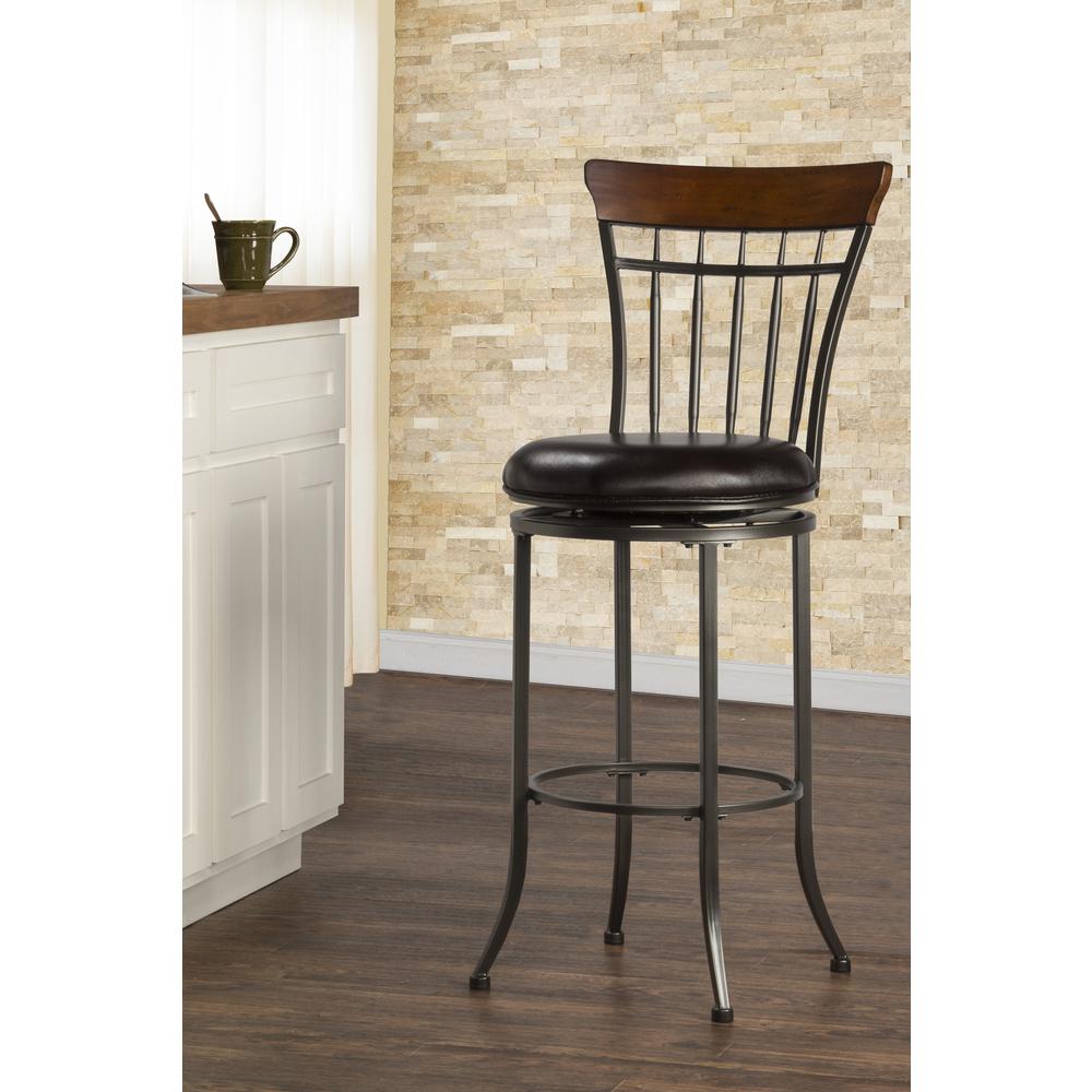 Cameron Metal Vertical Spindle Counter Height Swivel Stool, Charcoal Gray. Picture 2