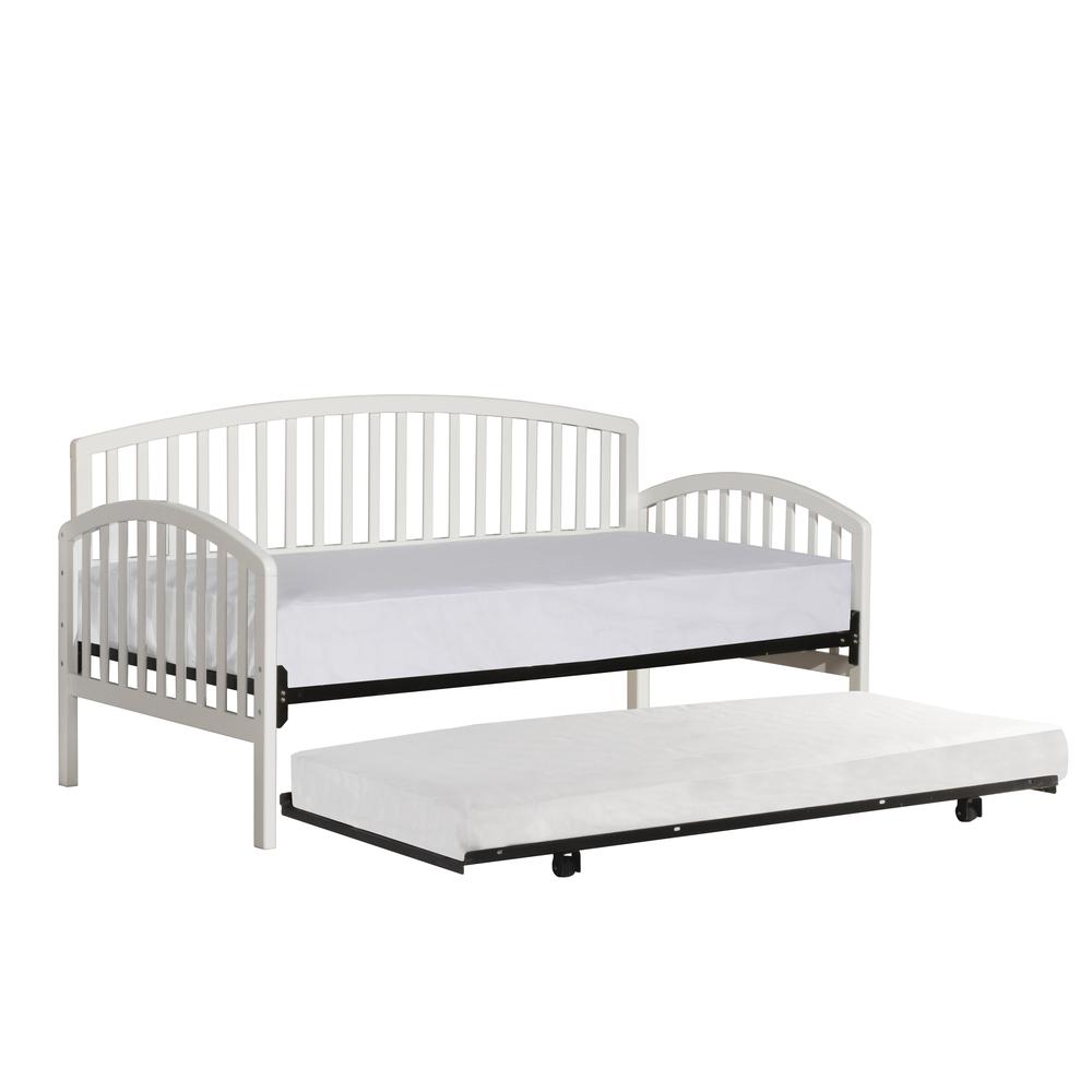 Carolina Wood Twin Daybed with Roll Out Trundle, White. Picture 1