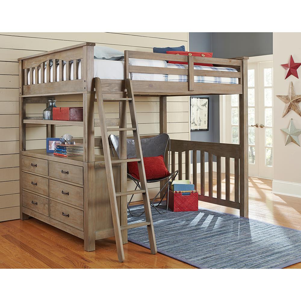 Highlands Full Loft Bed Driftwood. Picture 1