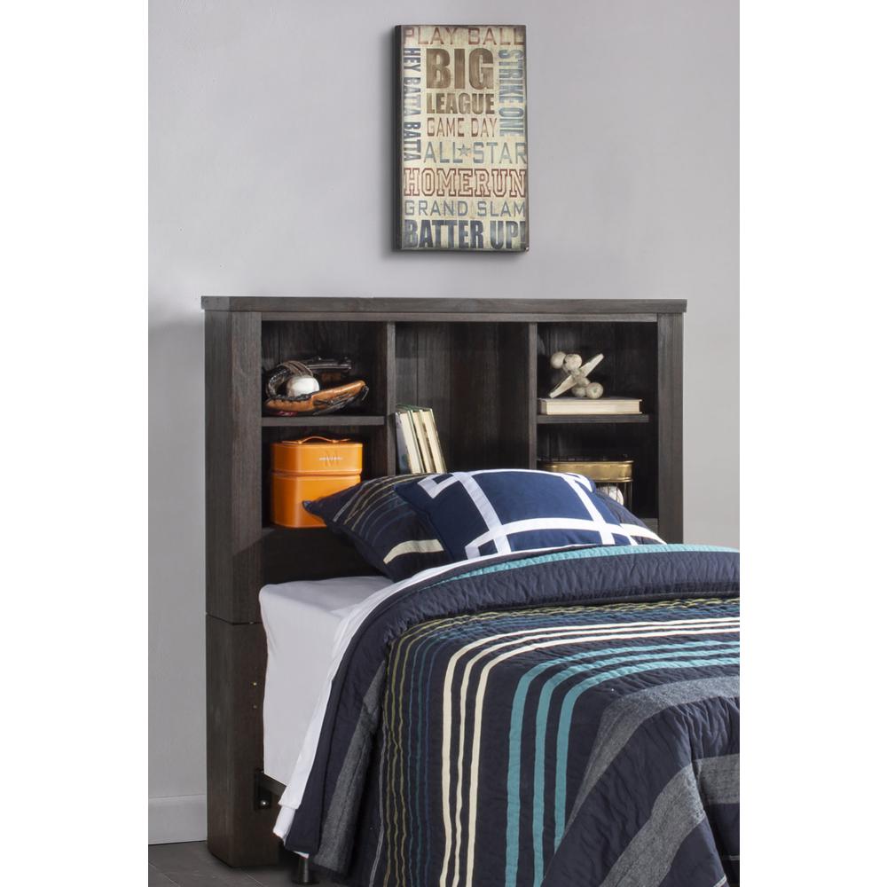 HIGHLANDS TWIN BOOKCASE HEADBOARD AND STAND - Metal Headboard Frame Not Included - Espresso Finish. Picture 1