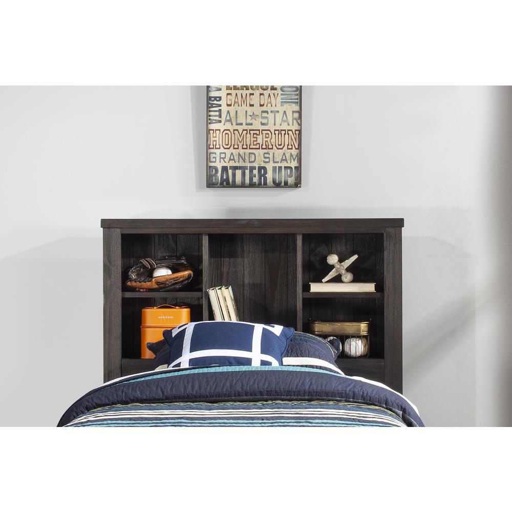 HIGHLANDS TWIN BOOKCASE HEADBOARD AND STAND - Metal Headboard Frame Not Included - Espresso Finish. Picture 3