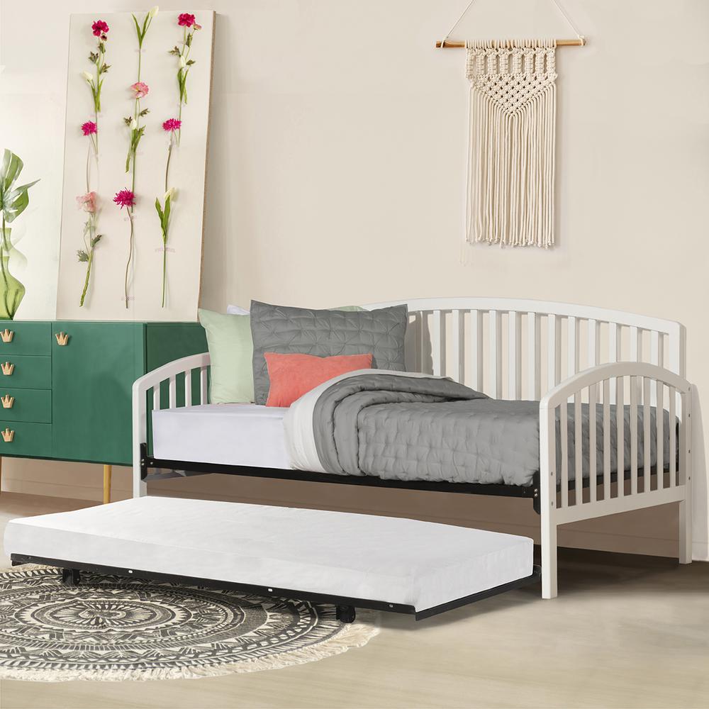 Carolina Daybed with Suspension Deck and Roll Out Trundle Unit, White. Picture 2