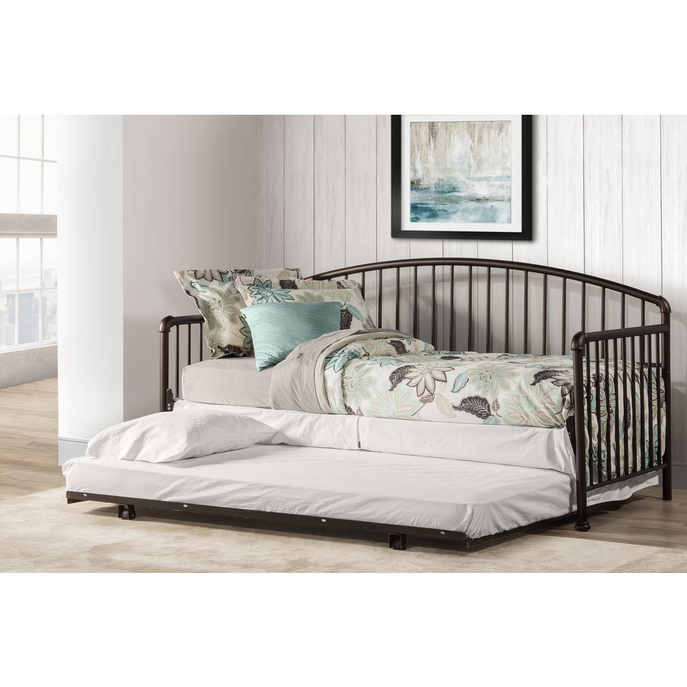 Brandi Metal Twin Daybed with Roll Out Trundle, Oiled Bronze. Picture 2