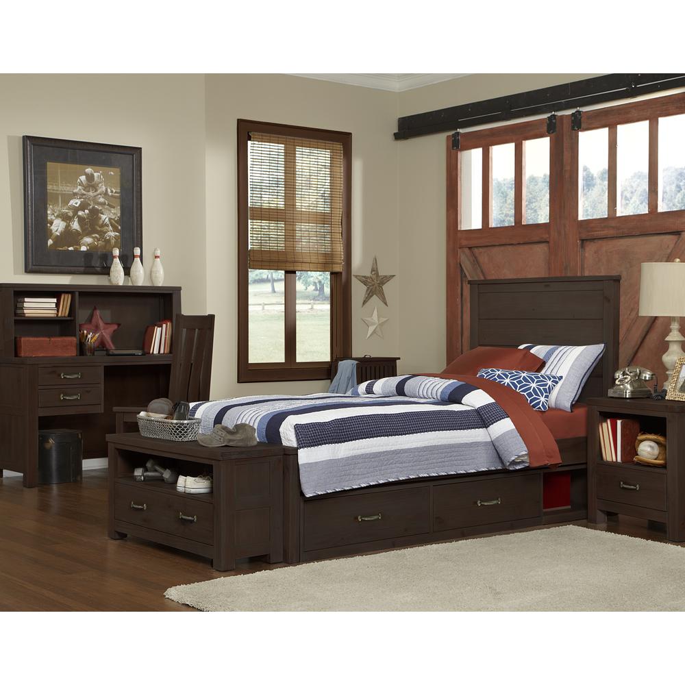 Highlands Twin Alex Panel Bed with Storage - Espresso. Picture 1