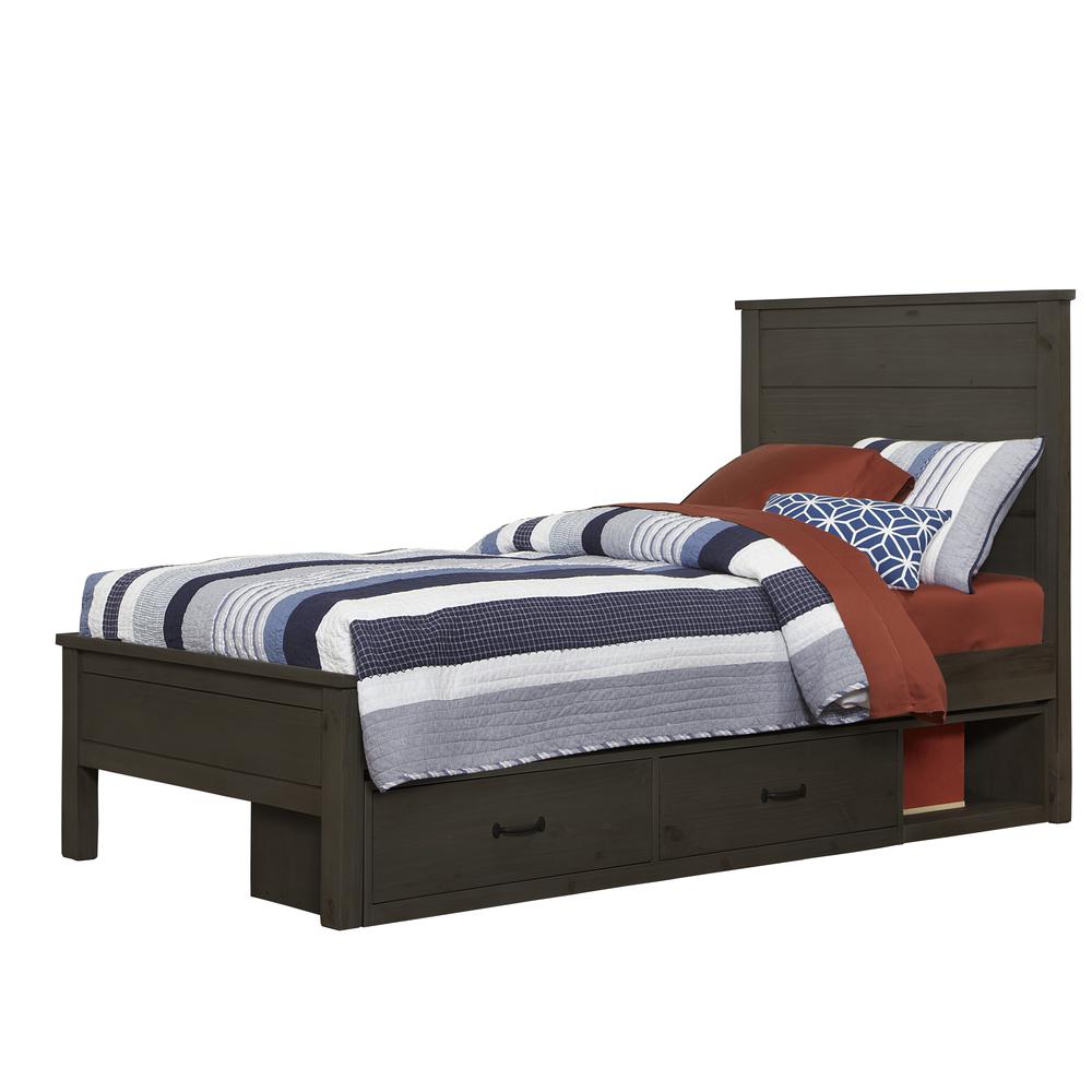 Highlands Twin Alex Panel Bed with Storage - Espresso. Picture 2