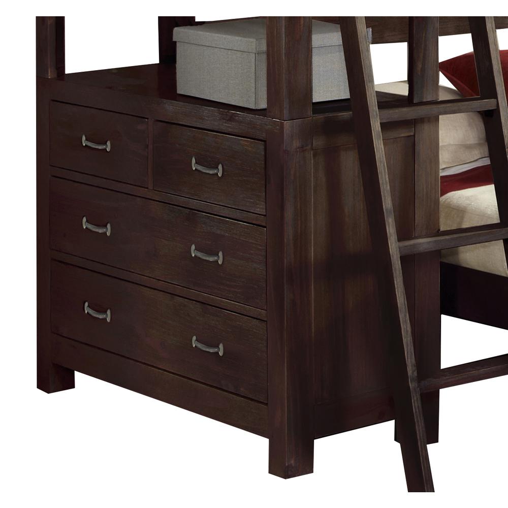 Highlands Twin Loft Bed W/ Hanging Nightstand Espresso. Picture 3