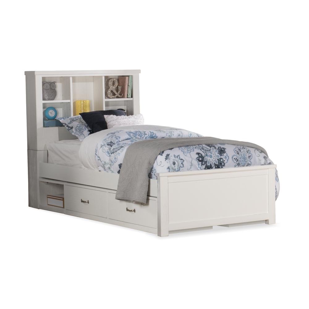 Highlands Bookcase Bed with (2) Storage Units Twin White Finish